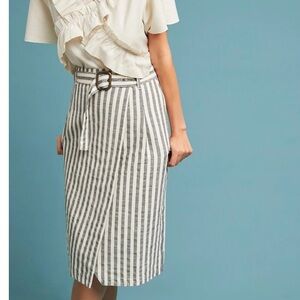 Anthropologie Cotton Wrap Midi Pencil Skirt